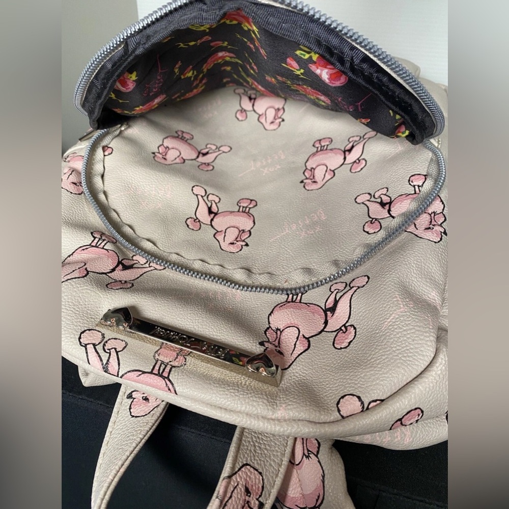 Betsey Johnson Pink and Gray Poodle Backpack - Picture 6 of 6